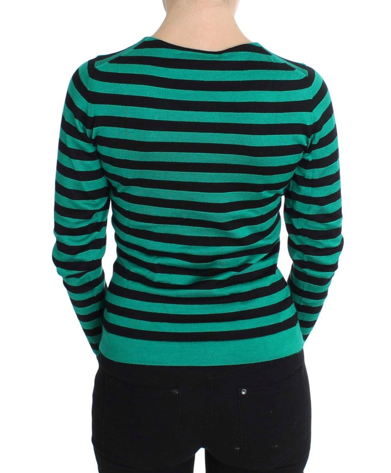 Dolce & Gabbana Grün Schwarz Seide Kaschmir Pullover