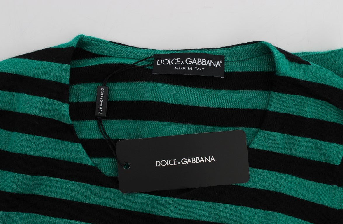 Dolce & Gabbana Grün Schwarz Seide Kaschmir Pullover