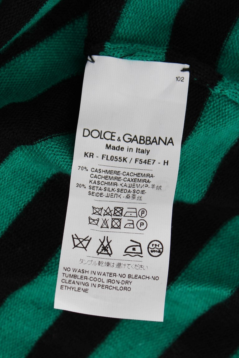 Dolce & Gabbana Grün Schwarz Seide Kaschmir Pullover