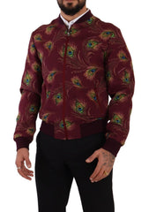 Dolce & Gabbana Rode Pauw Polyester Stretch Volledige Ritssluiting Jas