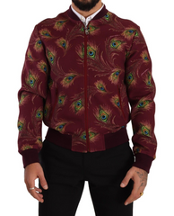 Dolce & Gabbana Rode Pauw Polyester Stretch Volledige Ritssluiting Jas