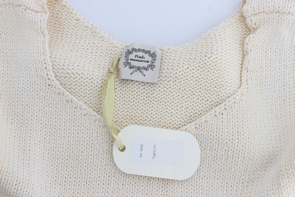 ROSA ERINNERUNGEN Beiger Ärmelloser Strickpullover aus Baumwollmischgewebe