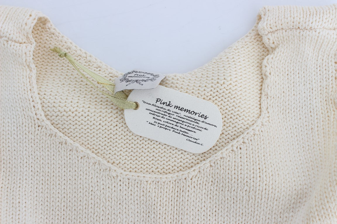 ROSA ERINNERUNGEN Beiger Ärmelloser Strickpullover aus Baumwollmischgewebe