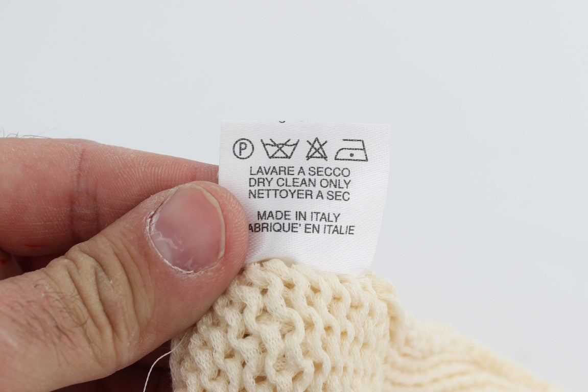 ROSA ERINNERUNGEN Beiger Ärmelloser Strickpullover aus Baumwollmischgewebe