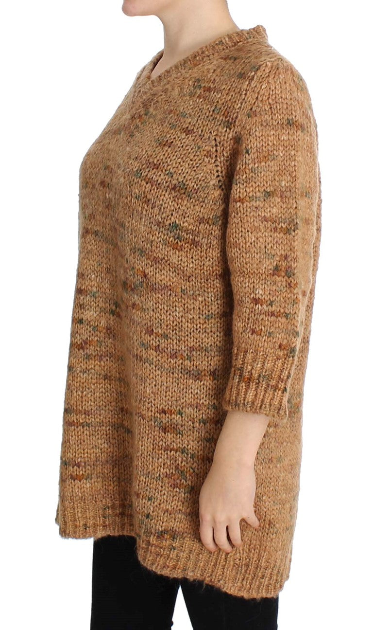 PINK MEMORIES Brauner Strickpullover aus Wollmischung in Übergröße