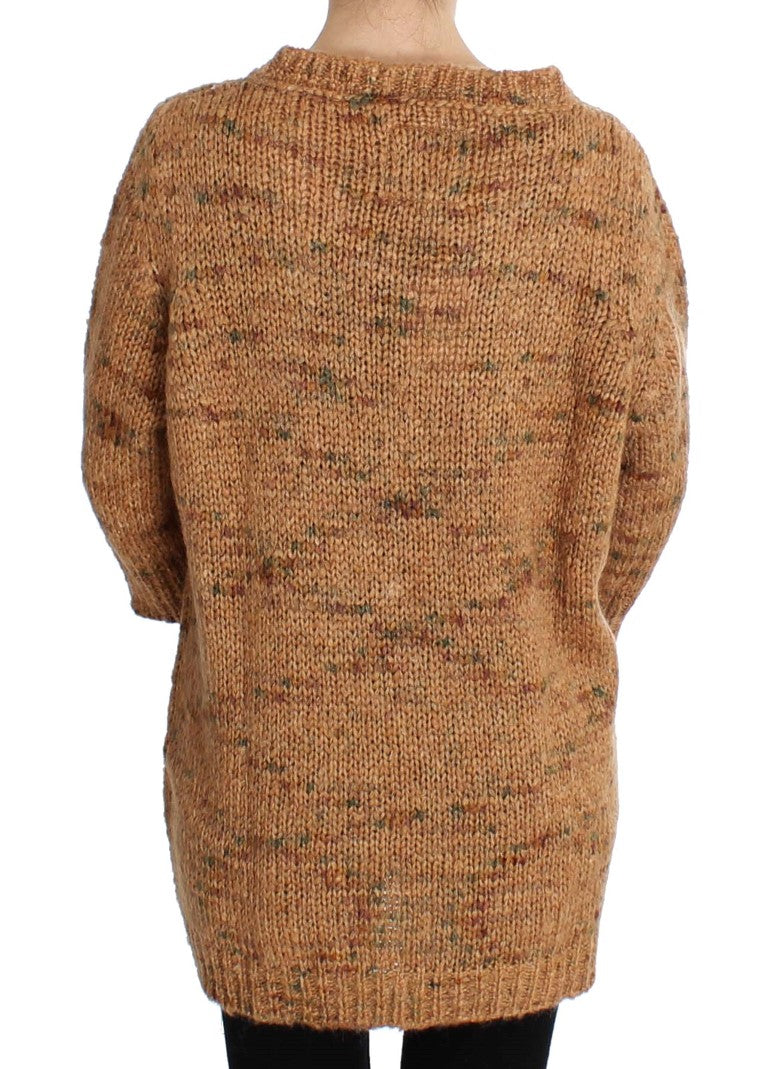 PINK MEMORIES Brauner Strickpullover aus Wollmischung in Übergröße