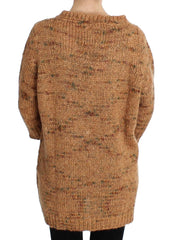 PINK MEMORIES Brauner Strickpullover aus Wollmischung in Übergröße