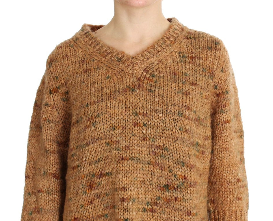 PINK MEMORIES Brauner Strickpullover aus Wollmischung in Übergröße