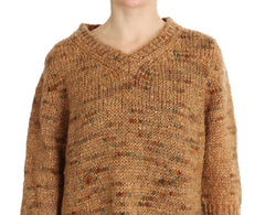 PINK MEMORIES Brauner Strickpullover aus Wollmischung in Übergröße