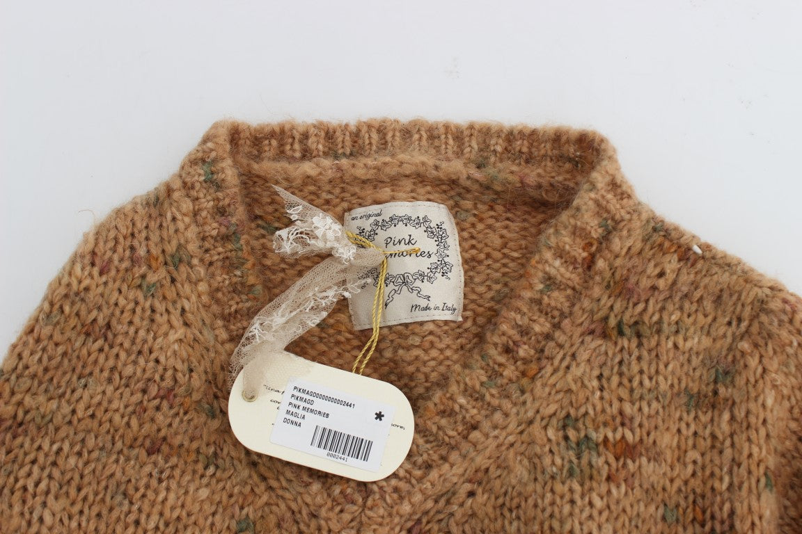 PINK MEMORIES Brauner Strickpullover aus Wollmischung in Übergröße
