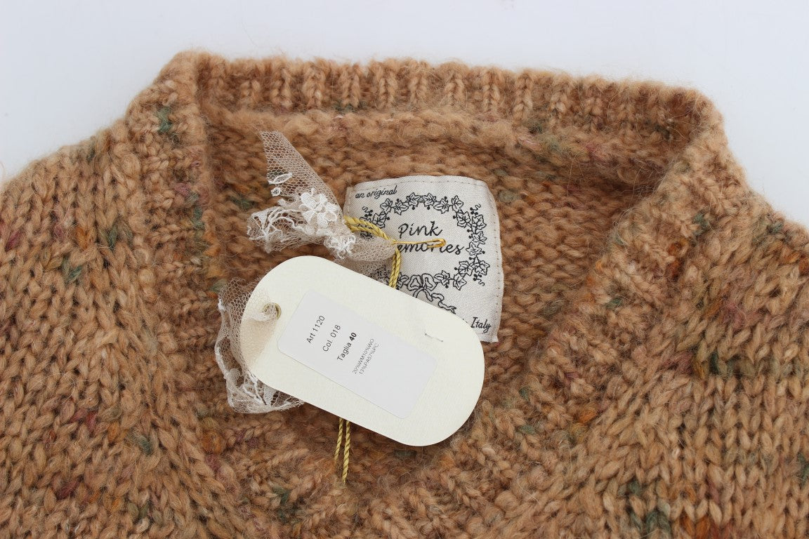 PINK MEMORIES Brauner Strickpullover aus Wollmischung in Übergröße