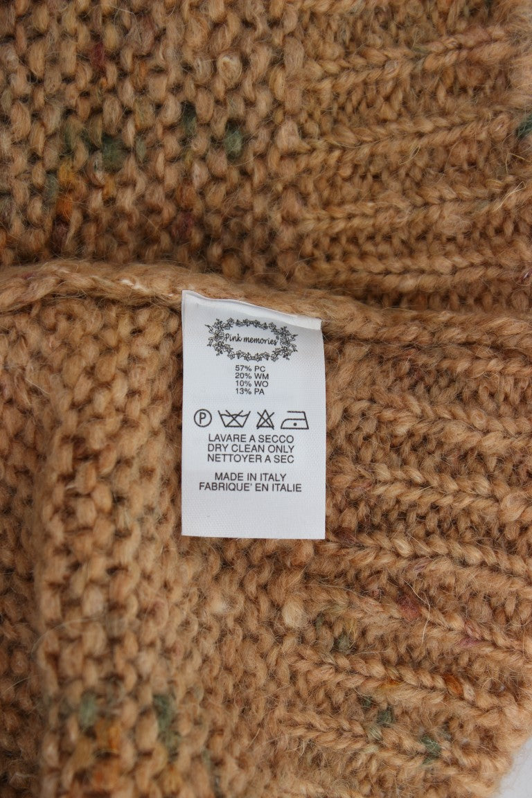 PINK MEMORIES Brauner Strickpullover aus Wollmischung in Übergröße