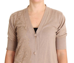 PINK MEMORIES Pink Lace Cotton Cardigan Sweater