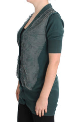 PINK MEMORIES Grüne Spitze Baumwoll-Cardigan Pullover