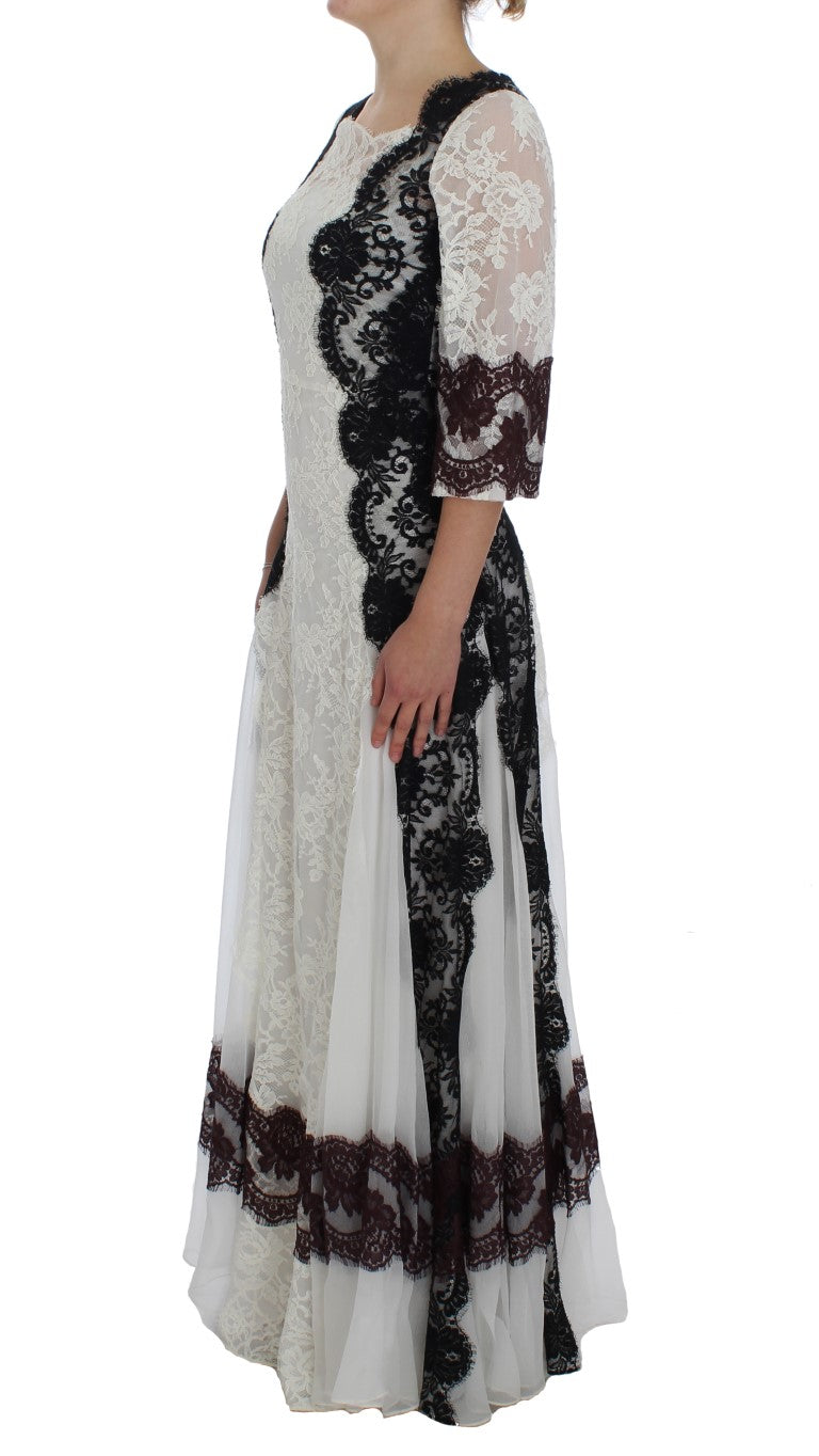 Dolce & Gabbana Bodenlanges Abendkleid aus weißer Blumenspitze
