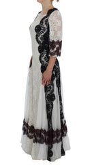 Dolce & Gabbana Bodenlanges Abendkleid aus weißer Blumenspitze