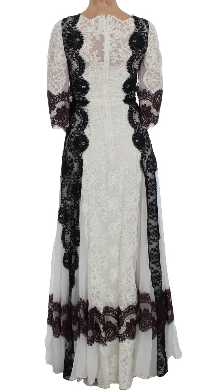 Dolce & Gabbana Bodenlanges Abendkleid aus weißer Blumenspitze