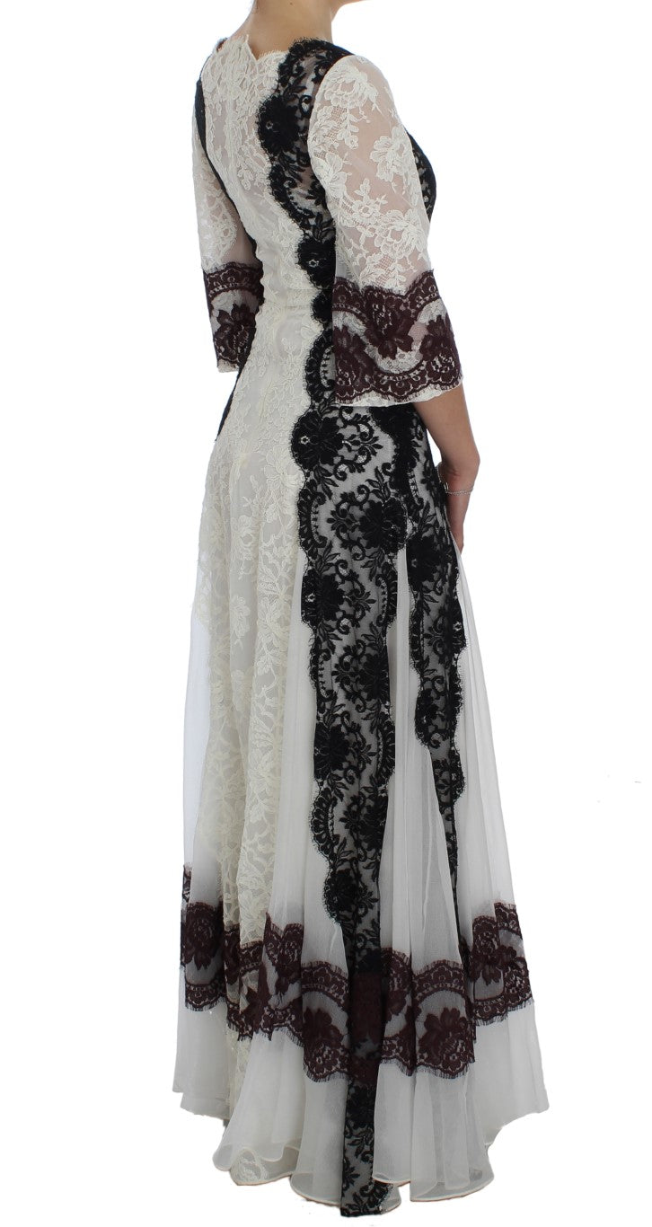 Dolce & Gabbana Bodenlanges Abendkleid aus weißer Blumenspitze