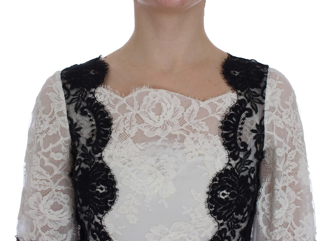Dolce & Gabbana Bodenlanges Abendkleid aus weißer Blumenspitze