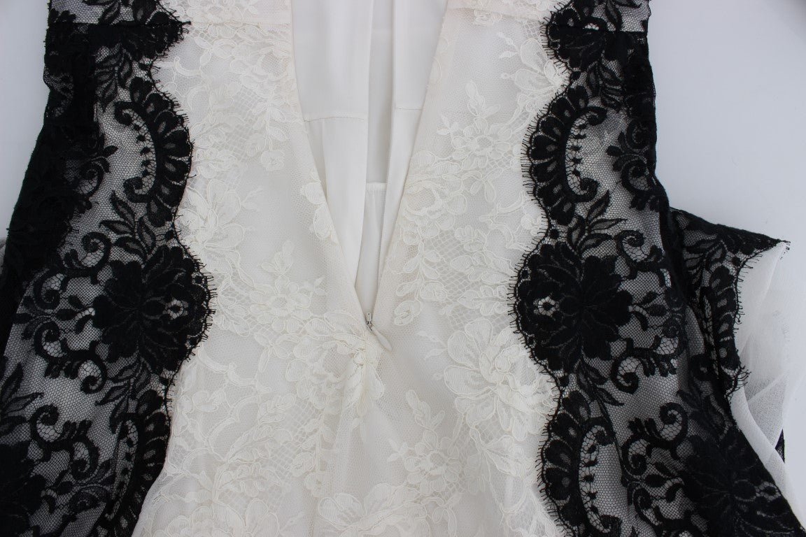 Dolce & Gabbana Bodenlanges Abendkleid aus weißer Blumenspitze