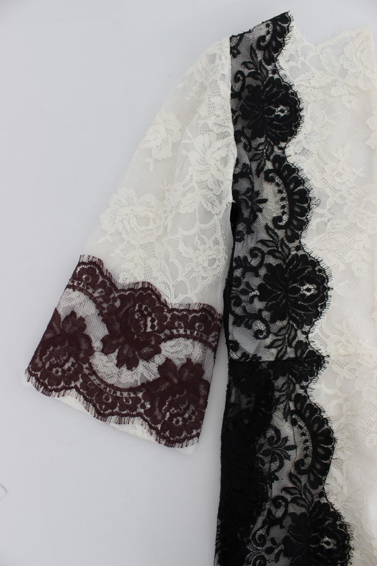 Dolce & Gabbana Bodenlanges Abendkleid aus weißer Blumenspitze