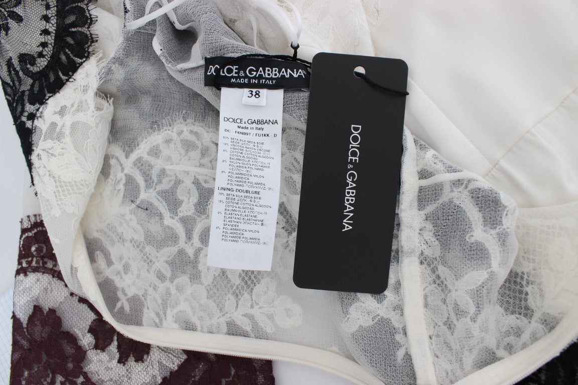 Dolce & Gabbana Bodenlanges Abendkleid aus weißer Blumenspitze