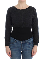 Ermanno Scervino Grijze Gebreide Wollen Cardigan Trui