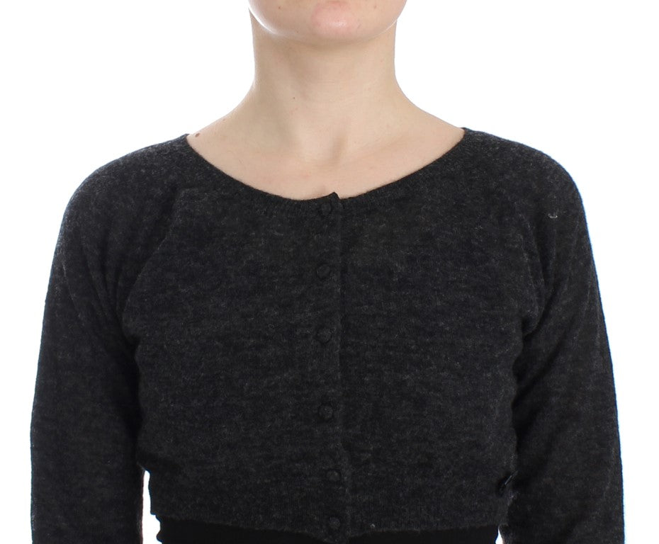 Ermanno Scervino Grijze Gebreide Wollen Cardigan Trui