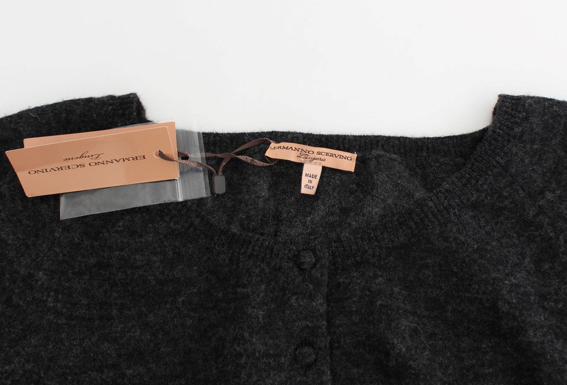 Ermanno Scervino Grijze Gebreide Wollen Cardigan Trui