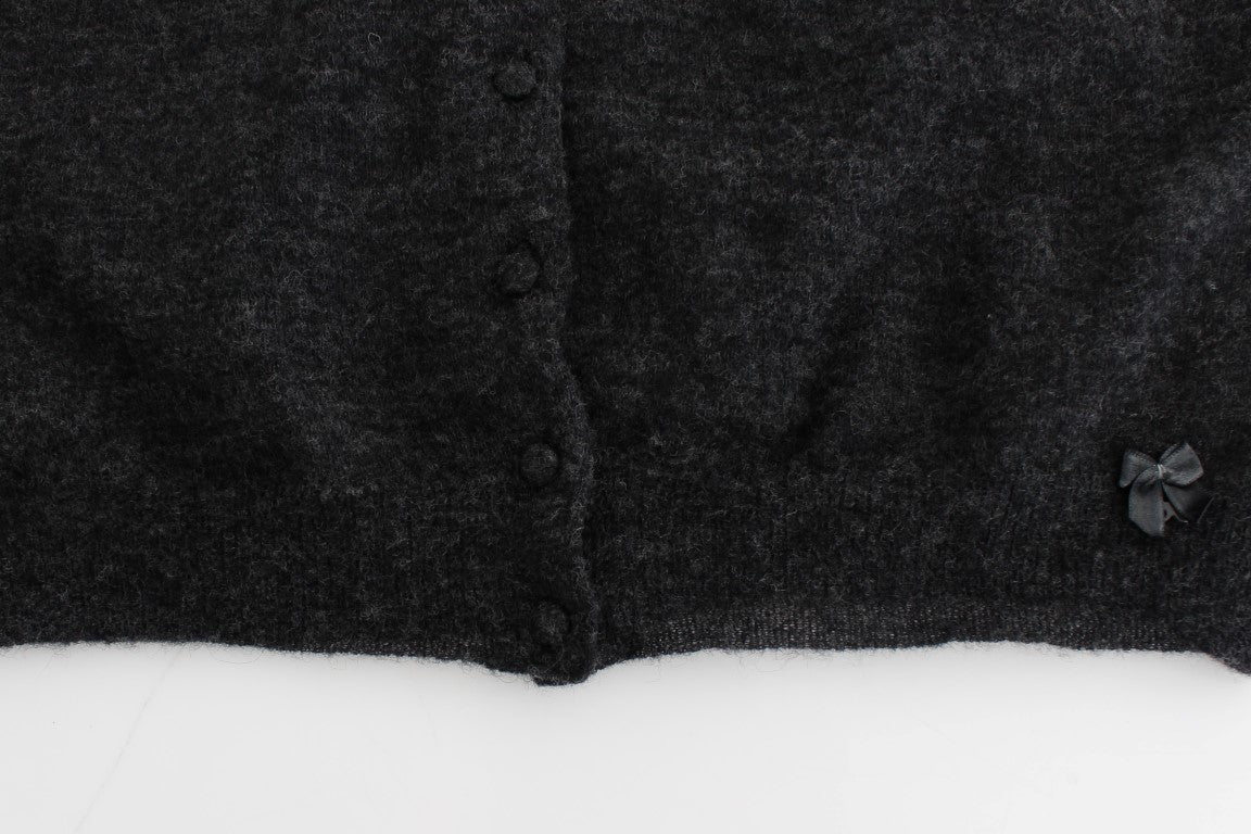Ermanno Scervino Grijze Gebreide Wollen Cardigan Trui