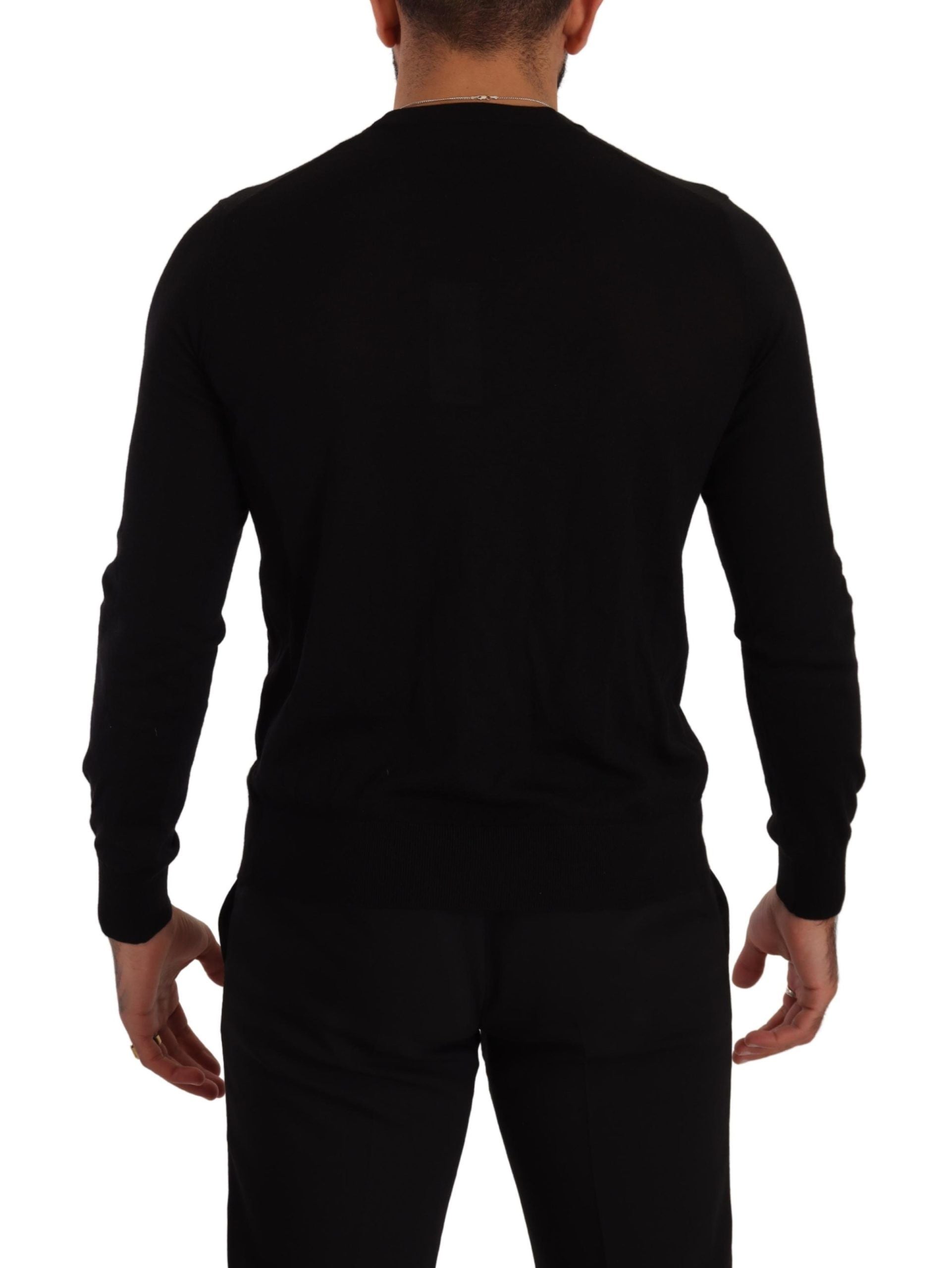 Dolce & Gabbana Schwarze Kaschmir-Strickjacke mit Knopfleiste