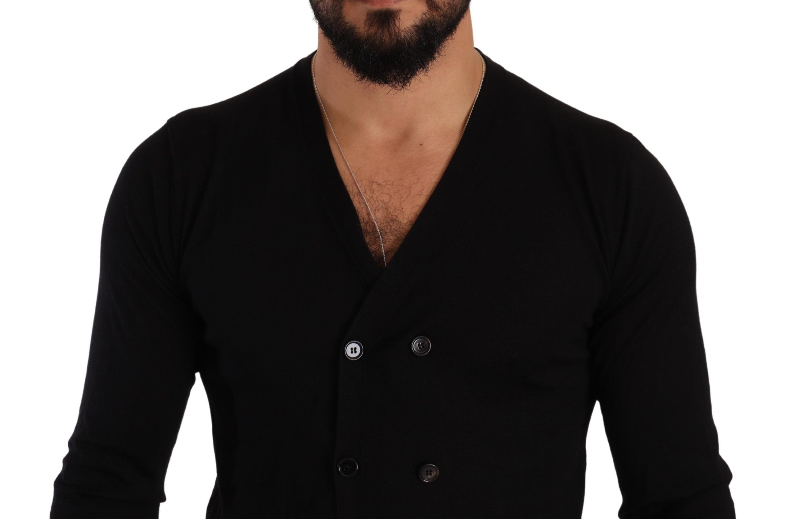 Dolce & Gabbana Schwarze Kaschmir-Strickjacke mit Knopfleiste
