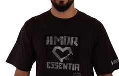 Dolce & Gabbana Bordeaux Cotton L-Amore Print Crewneck T-shirt