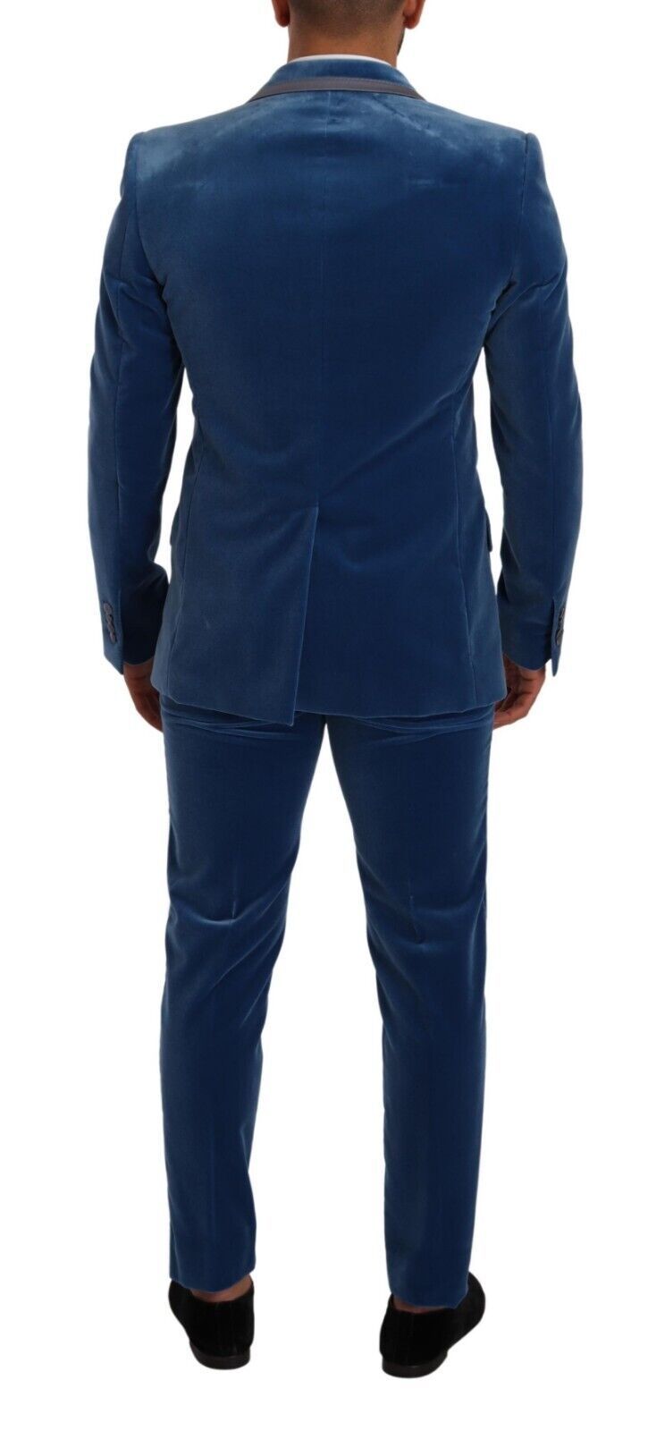 Dolce & Gabbana Blauer SICILIA Samt-Anzug, Slim Fit, 2-teilig