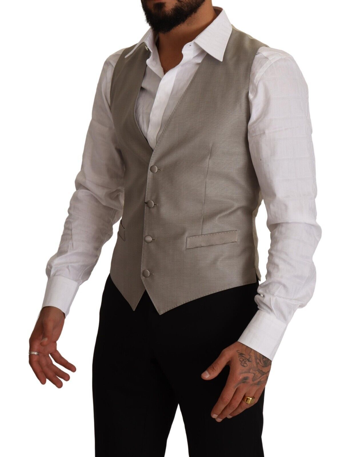 Dolce & Gabbana Beige Wollweste mit einfacher Knopfleiste
