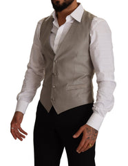Dolce & Gabbana Beige Wollweste mit einfacher Knopfleiste