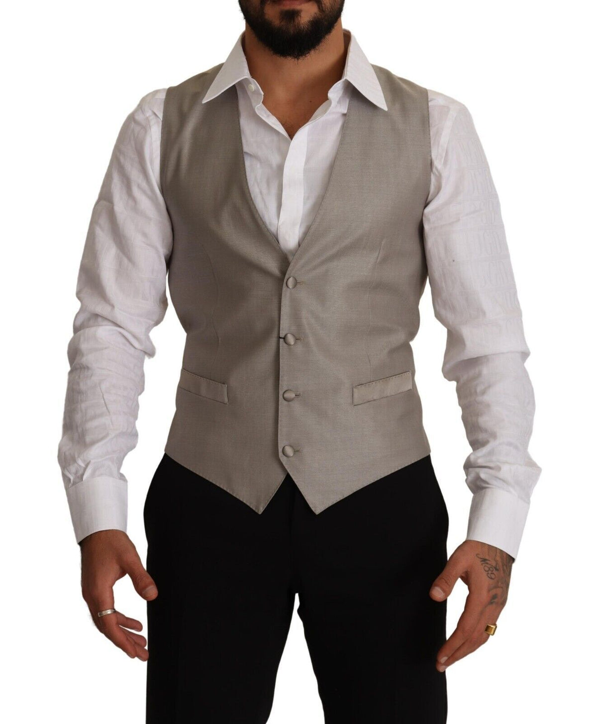 Dolce & Gabbana Beige Wollweste mit einfacher Knopfleiste