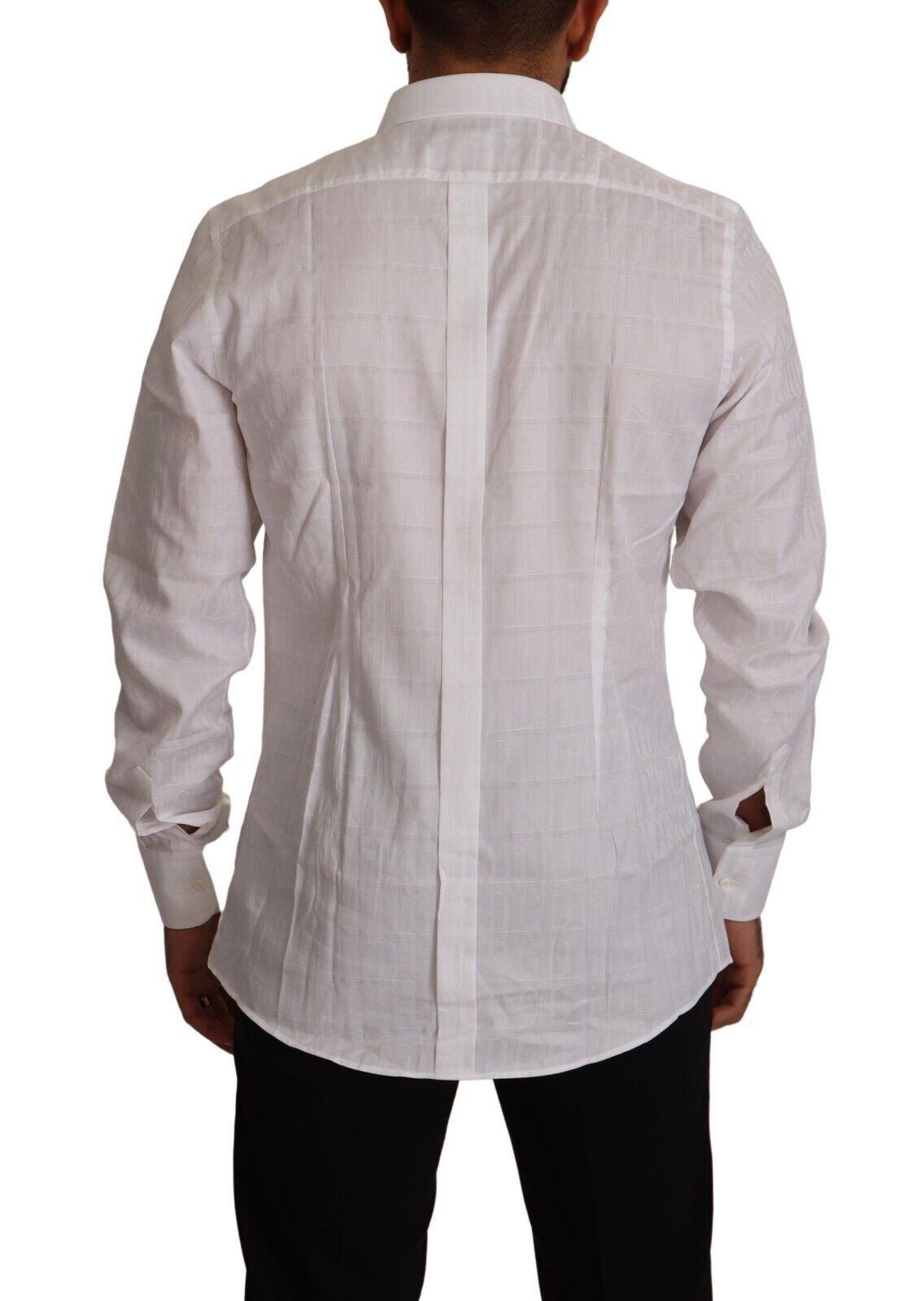 Dolce & Gabbana Weißes GOLD Baumwolle Slim Fit Abendhemd
