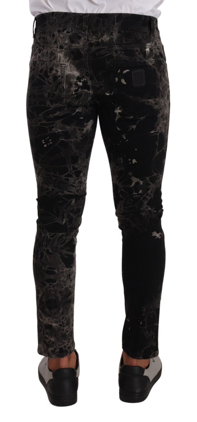 Dolce & Gabbana Schwarze gemusterte Skinny Slim Fit Jeans