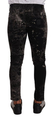 Dolce & Gabbana Schwarze gemusterte Skinny Slim Fit Jeans