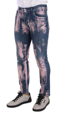 Dolce & Gabbana Blau Rosa Batik Baumwoll Skinny Jeans