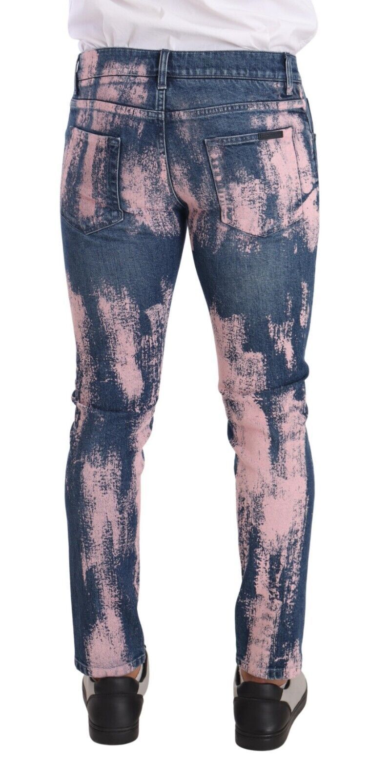 Dolce & Gabbana Blau Rosa Batik Baumwoll Skinny Jeans