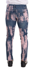 Dolce & Gabbana Blau Rosa Batik Baumwoll Skinny Jeans