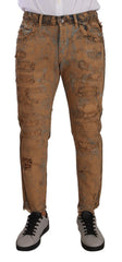 Dolce & Gabbana Brown Distressed Cotton Regular Denim Jeans