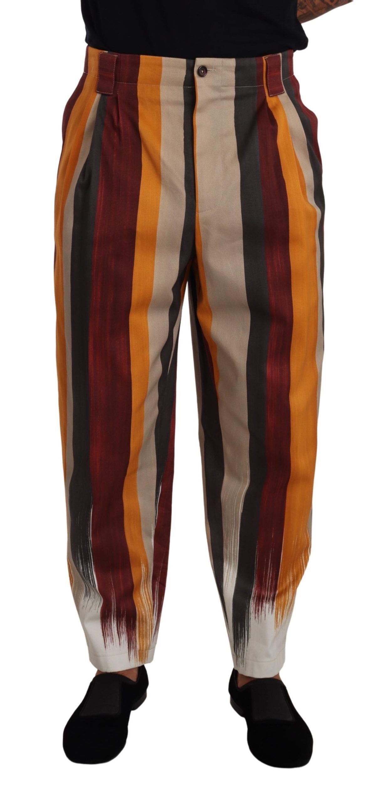Dolce & Gabbana Bunt gestreifte Baumwollhose mit schmal zulaufendem Bein