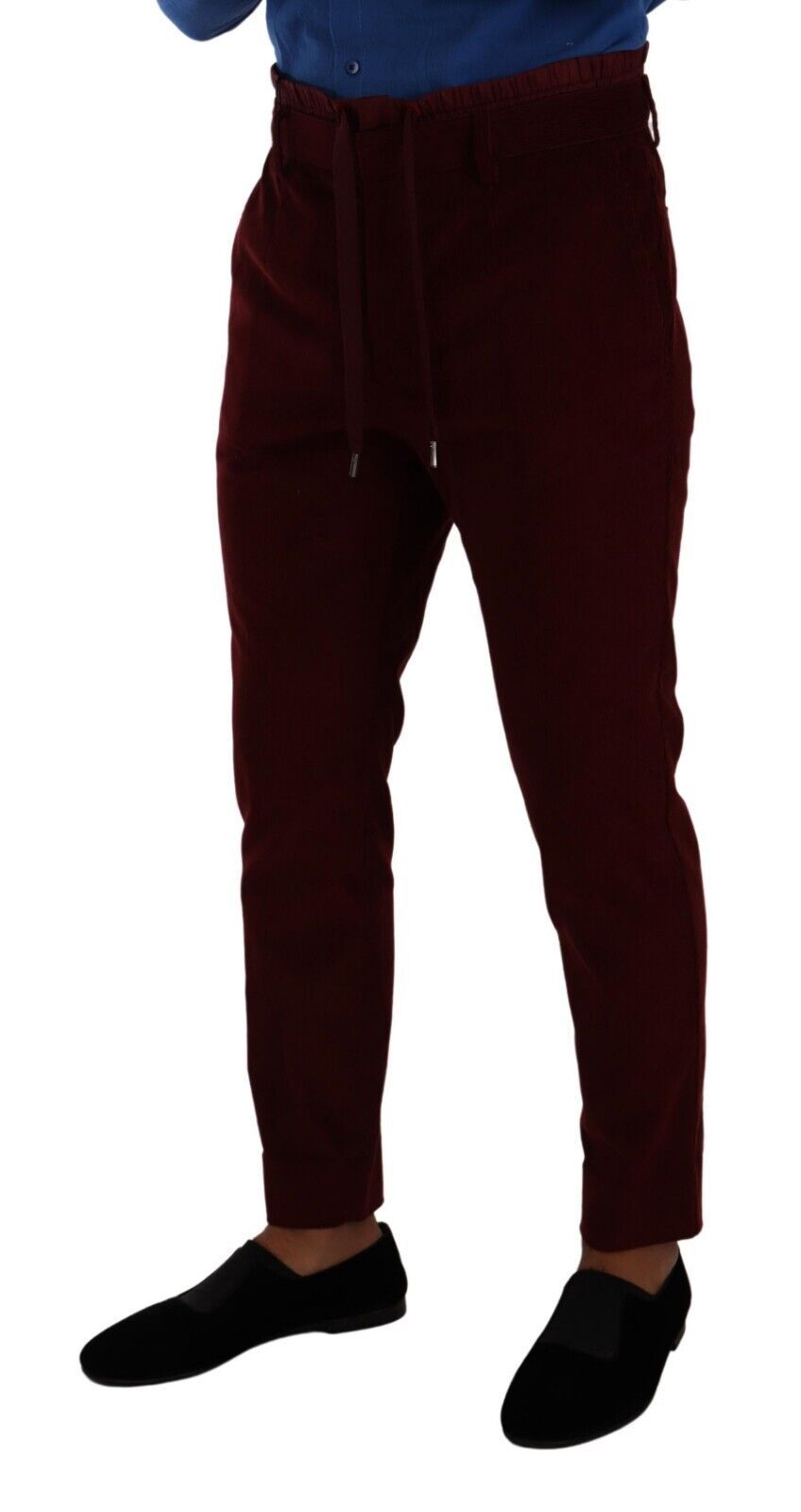 Dolce & Gabbana Bordeaux Samt Herren Anzughose Abendhose