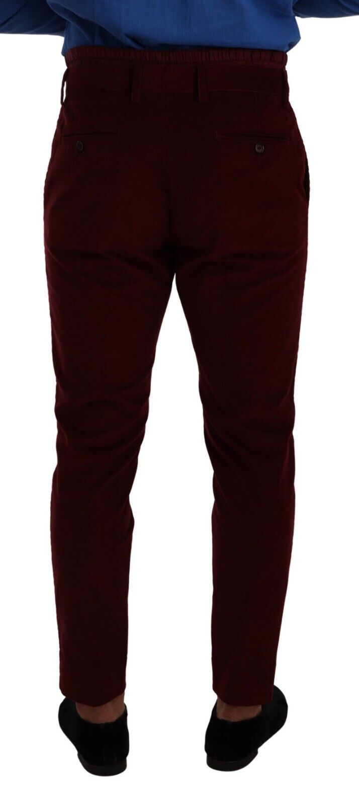 Dolce & Gabbana Bordeaux Samt Herren Anzughose Abendhose