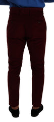 Dolce & Gabbana Bordeaux Samt Herren Anzughose Abendhose
