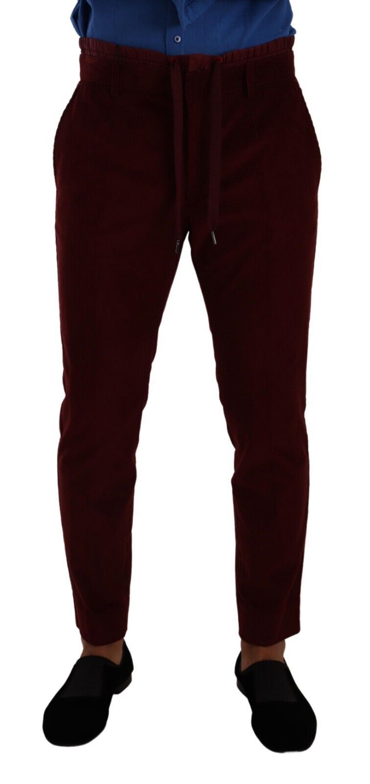 Dolce & Gabbana Bordeaux Samt Herren Anzughose Abendhose