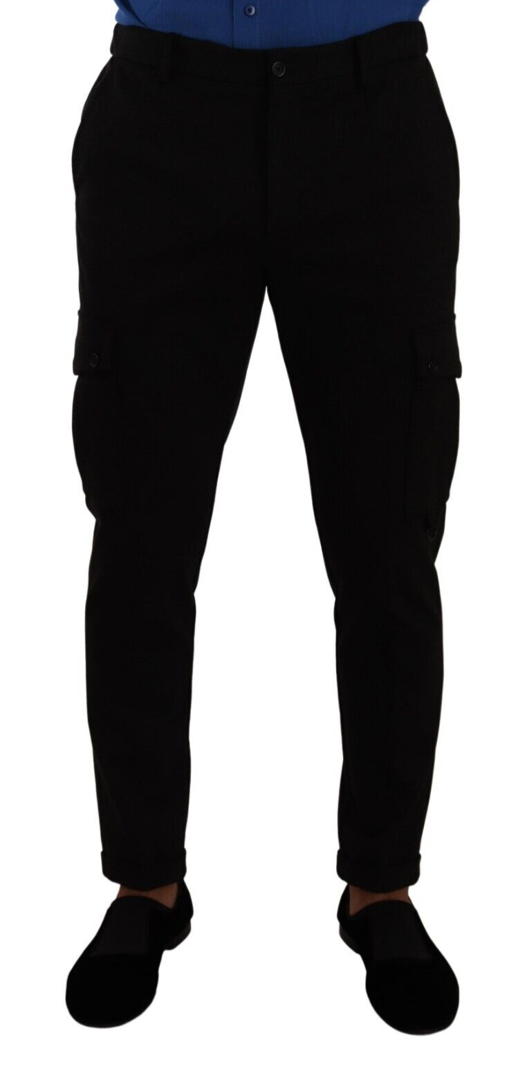 Dolce & Gabbana Schwarze Skinny Cargo Hose aus Viskose
